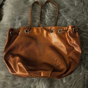 Metallic Autumn 🍂 Orange Faux Snake Print  Large bag